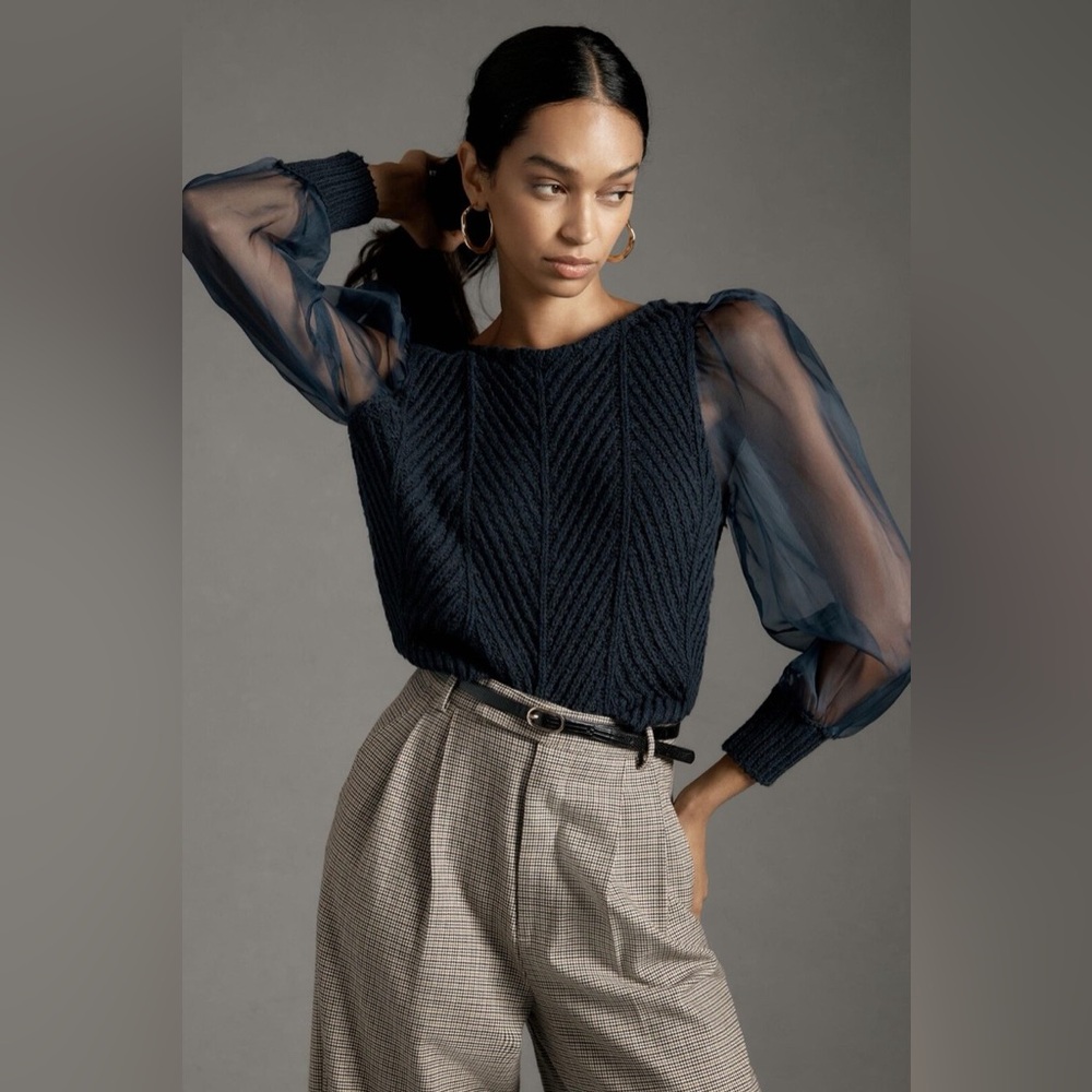 Anthropologie Maeve Cable Twofer Sweater Vest